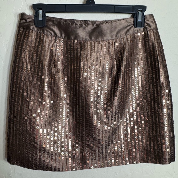 Gap Brown Sequin Mini Skirt Size 10 NWT Party Y2K Holiday Lined Sparkle Skirt - Picture 2 of 6